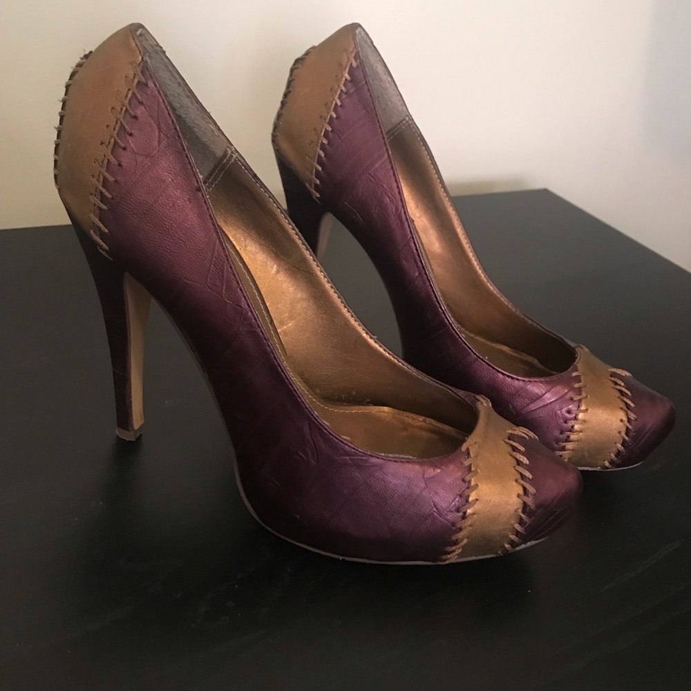Purple and Gold Michael Antonio Heels